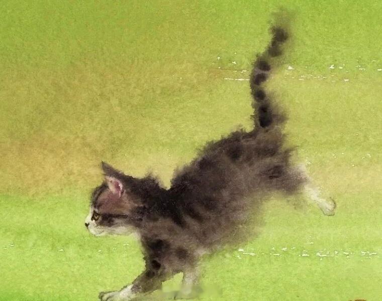 日本水彩艺术家YutakaMurakami以描绘猫咪而闻名。他的艺术精髓在于对