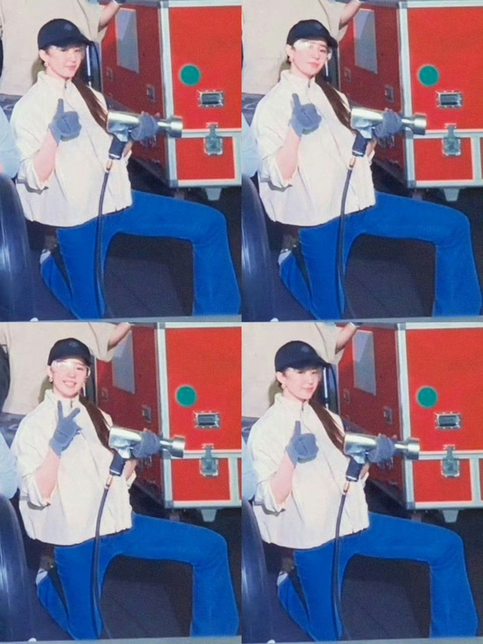 刘亦菲8秒换轮胎这段仙女姐姐换轮胎这项技能都点满了啊，非常熟练的换完轮胎，好牛