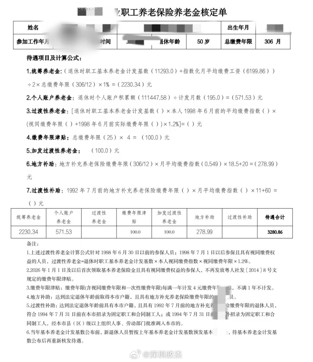 坐标深圳，深户，今年刚50岁退休，退休工资3280元/月。个帐111447.58