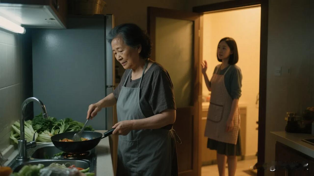厨房里的无声疲惫：一道菜的温暖转机厨房里，婆婆的背影在灶台前晃动，锅铲碰撞声
