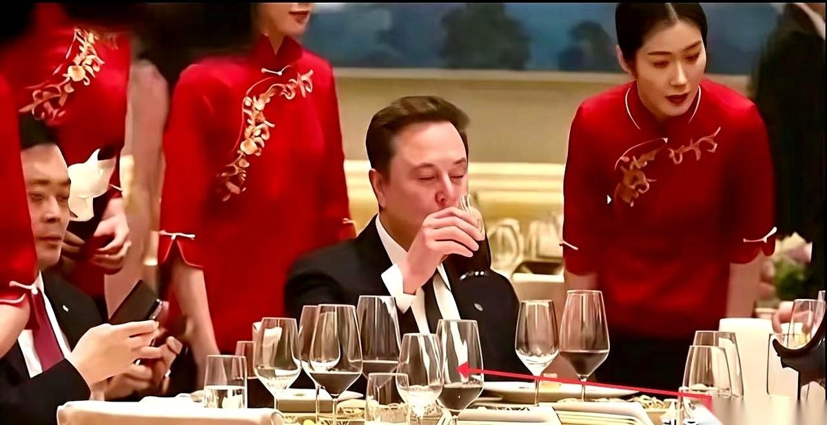 刷到马斯克那个中餐饭局的视频，劲儿太大了。一桌子人，酒都倒好了，杯子就摆在那儿