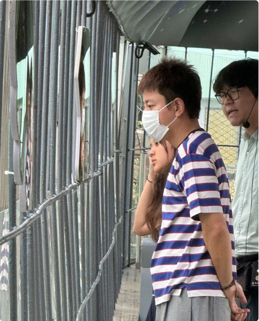 贾乃亮和女儿动物园看老虎，14岁甜馨穿短裤露大腿，父女长相神似