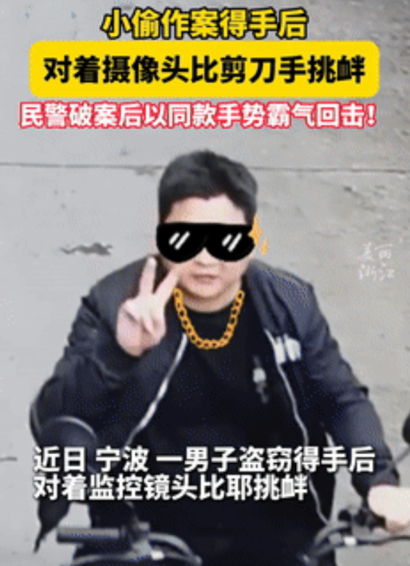 “多少带了点个人恩怨！”宁波，小偷作案得手后，竟对着摄像头摆poss挑衅！不料，