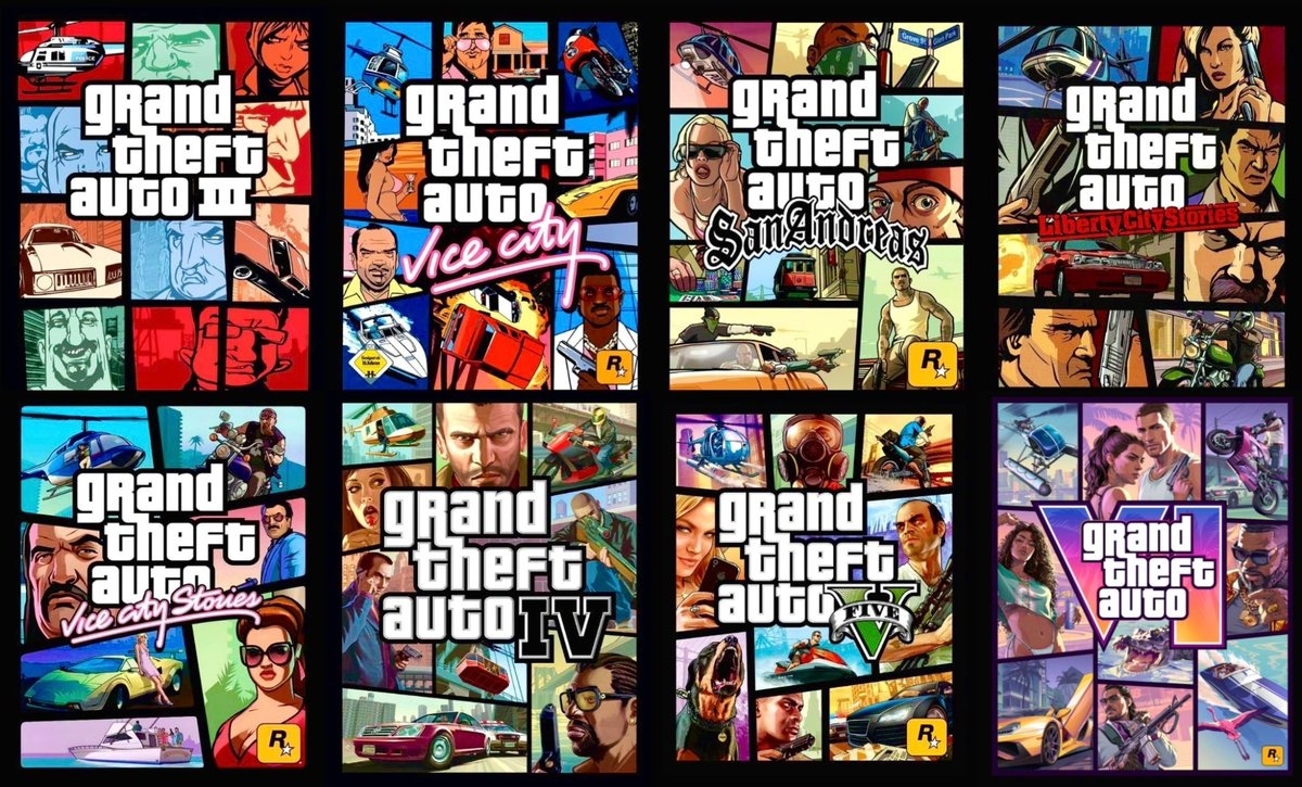 博主GTA6Countdown发布了《GTA》3-6代的游戏封面（包括两部