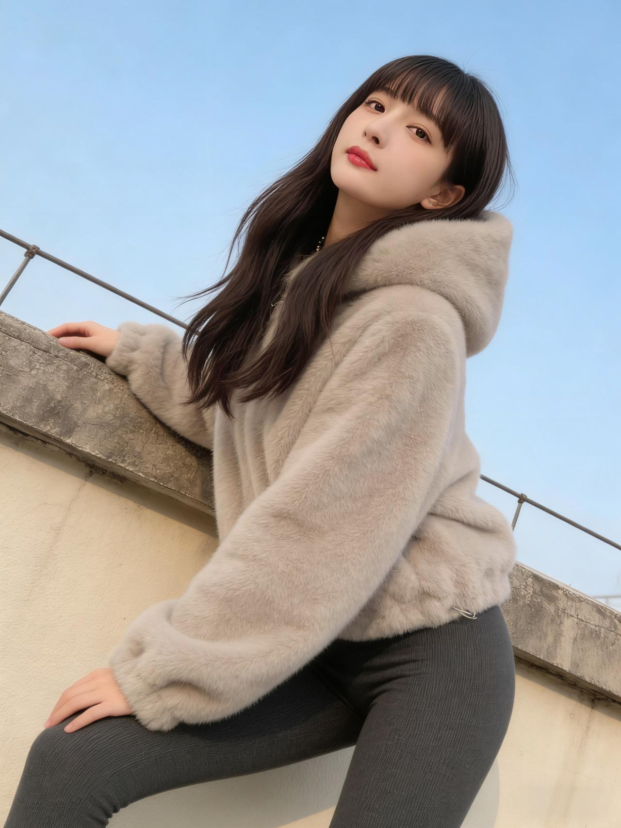 冬日暖阳下，温柔少女灰色系，浅笑盈盈。时尚穿搭女孩子怎么穿搭既时尚又好看?