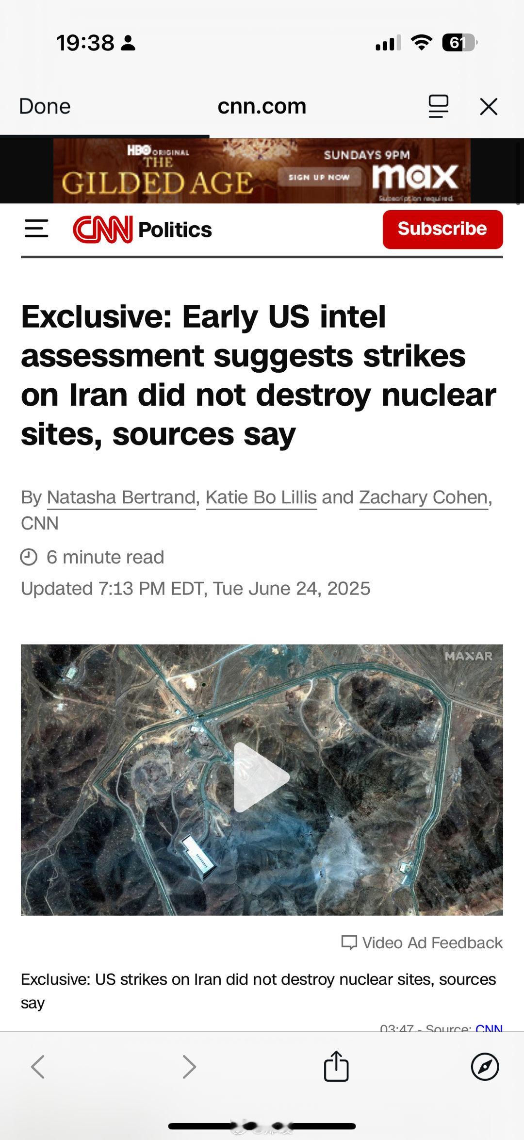 这就是让大统领异常愤怒的CNN报道。【CNN】上周末，美国对伊朗三处核设施的军事