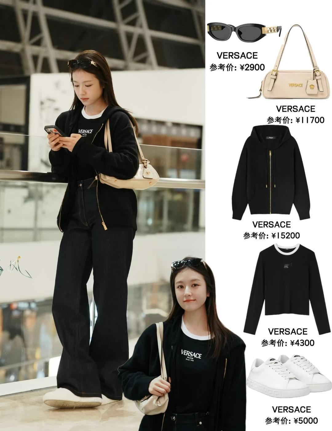 李兰迪ootd✈️，一身black酷飒十足！李兰迪今日机场穿搭，全黑系外套