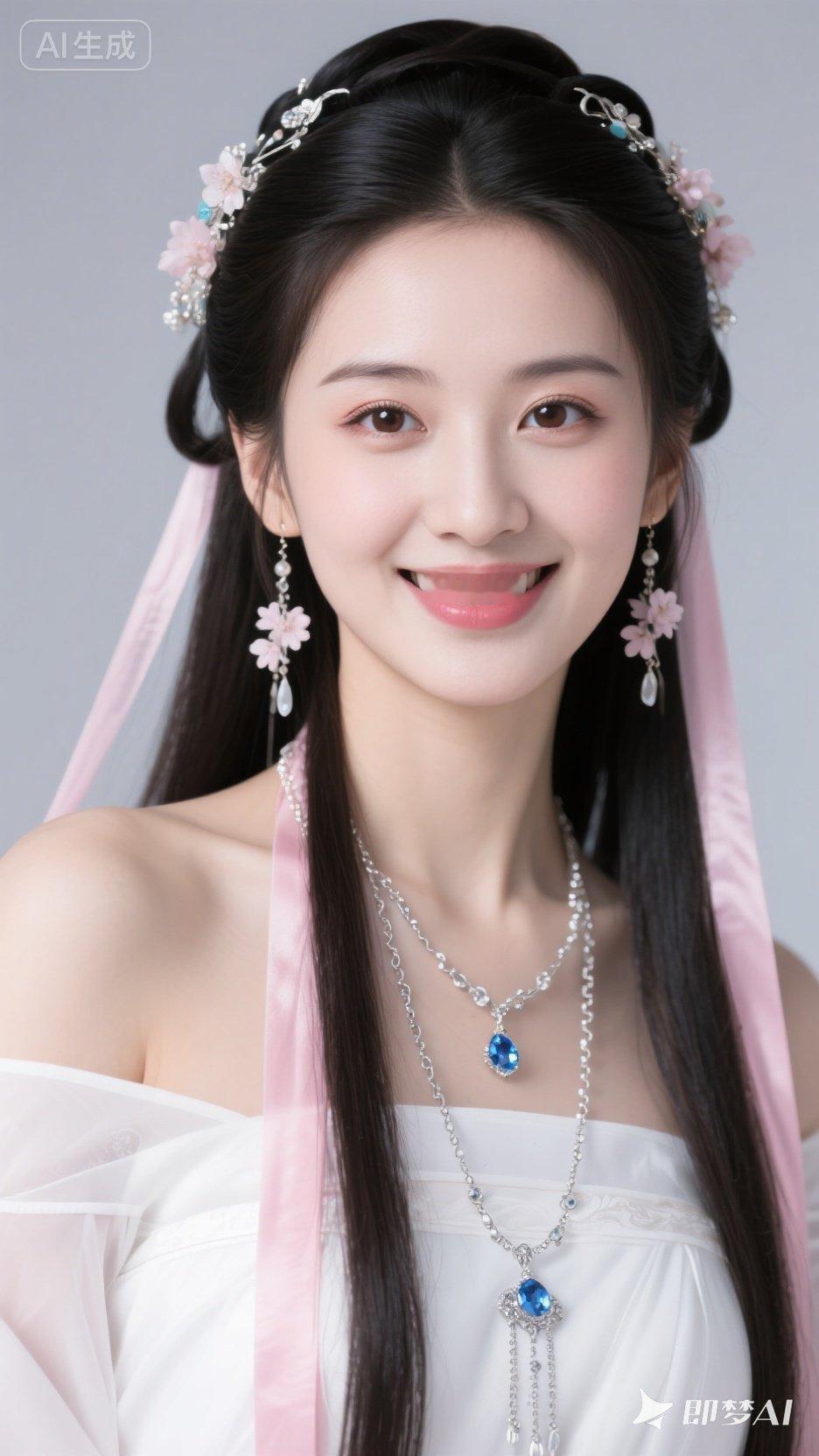 梦幻古风少女，花钿玉簪，笑靥如花