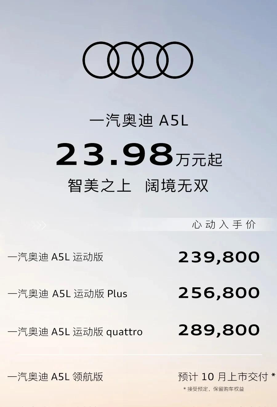 运动版23.98万！运动版Plus25.68万！运动版quattro
