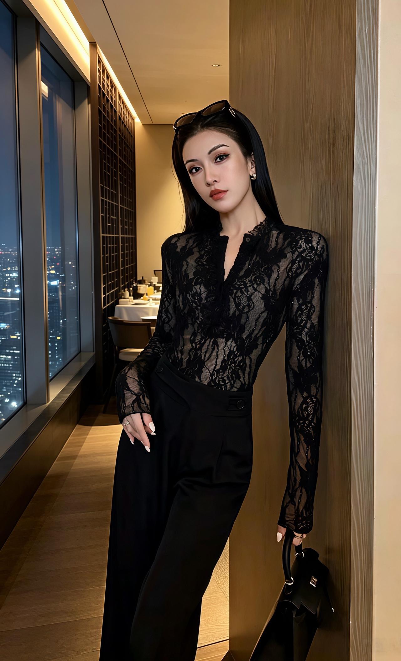 高级感御姐风黑色系穿搭