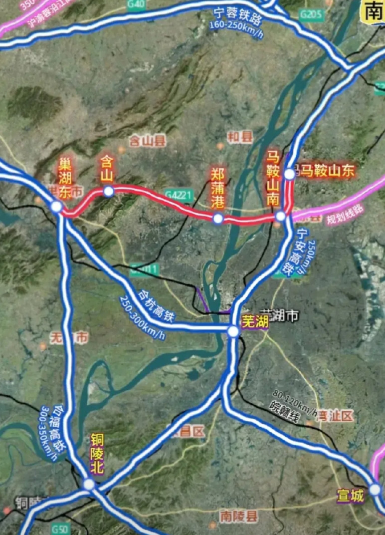 巢马城际让合肥和马鞍山1小时直达，两市高铁通达安徽的铁路建设在国内都是前几名，