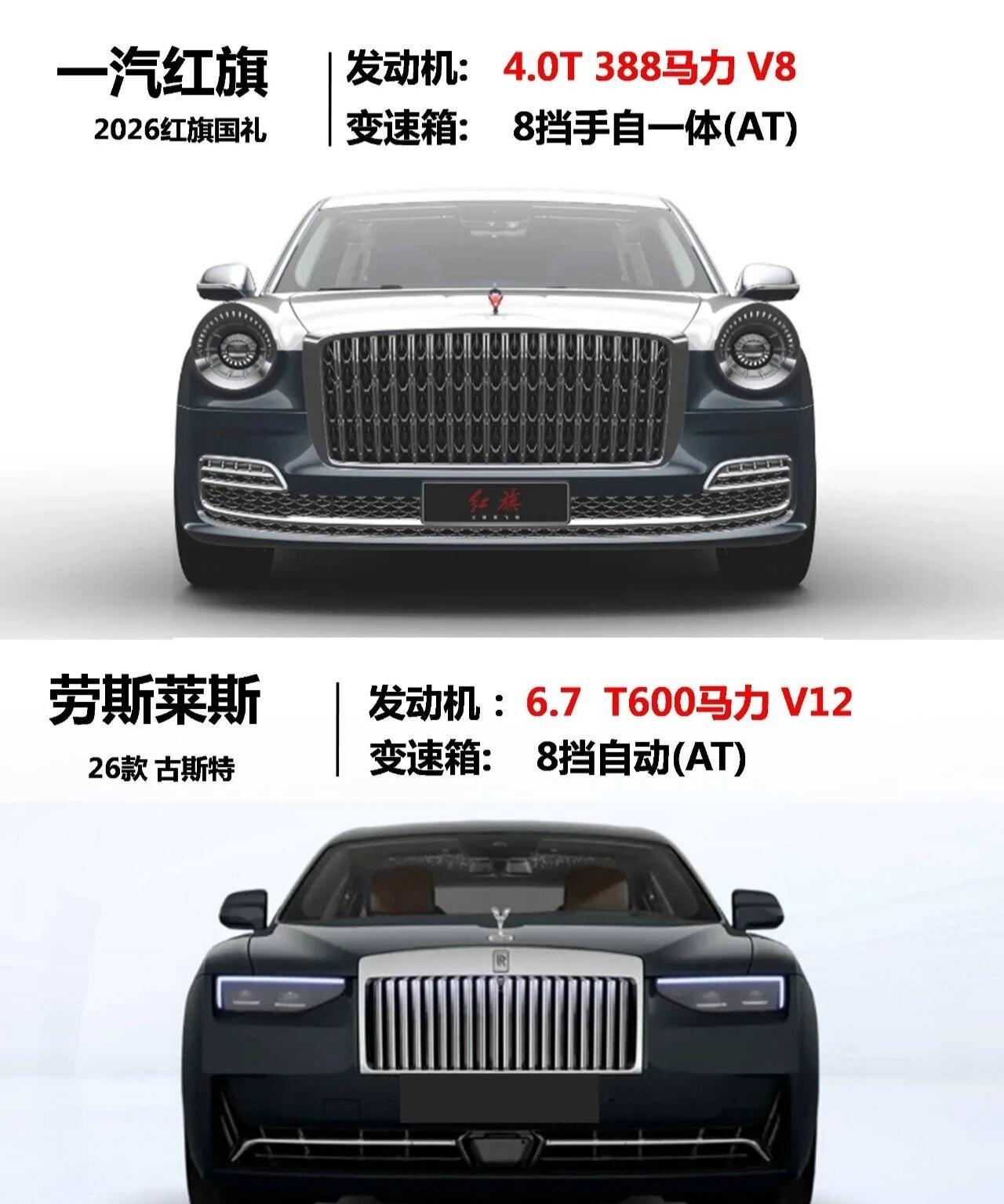 巅峰对决，红旗国礼对比劳斯莱斯古斯特🎯718万红旗国礼vs577万古斯特！东方