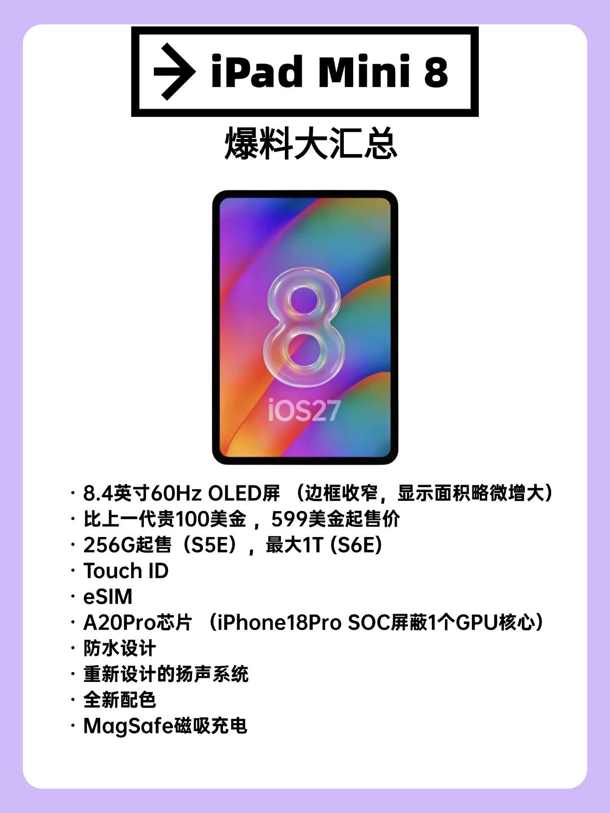 iPadMini8基本确定了，还不上高刷？iPadMini8爆料越来