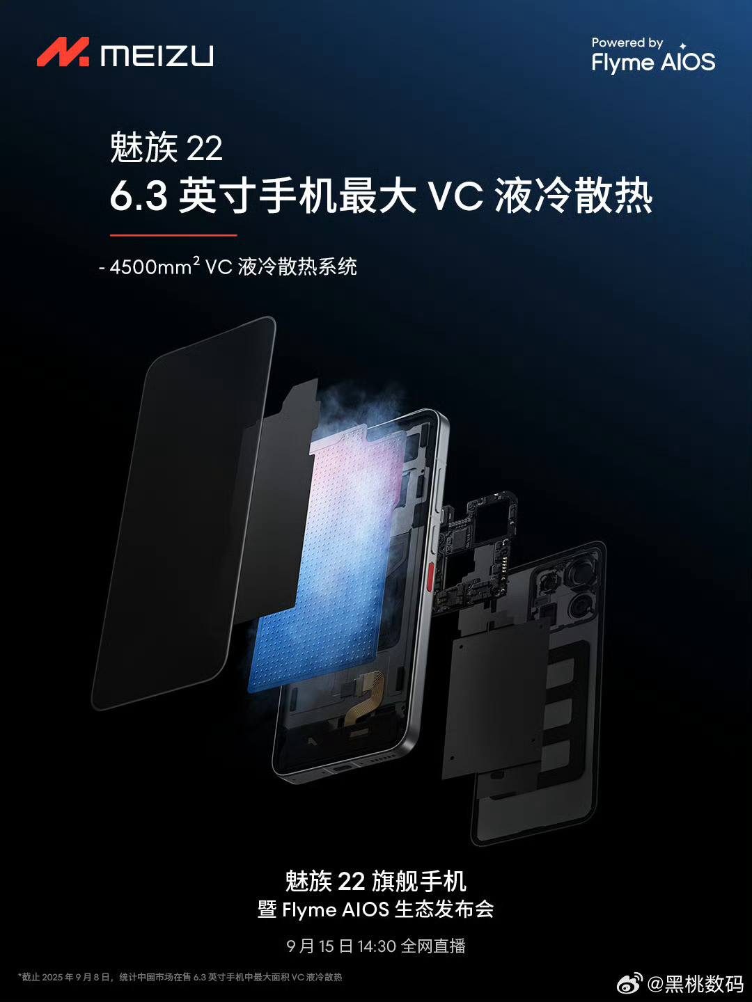魅族22配备四5000万主摄模组，8.15mm厚度下内置5510mAh