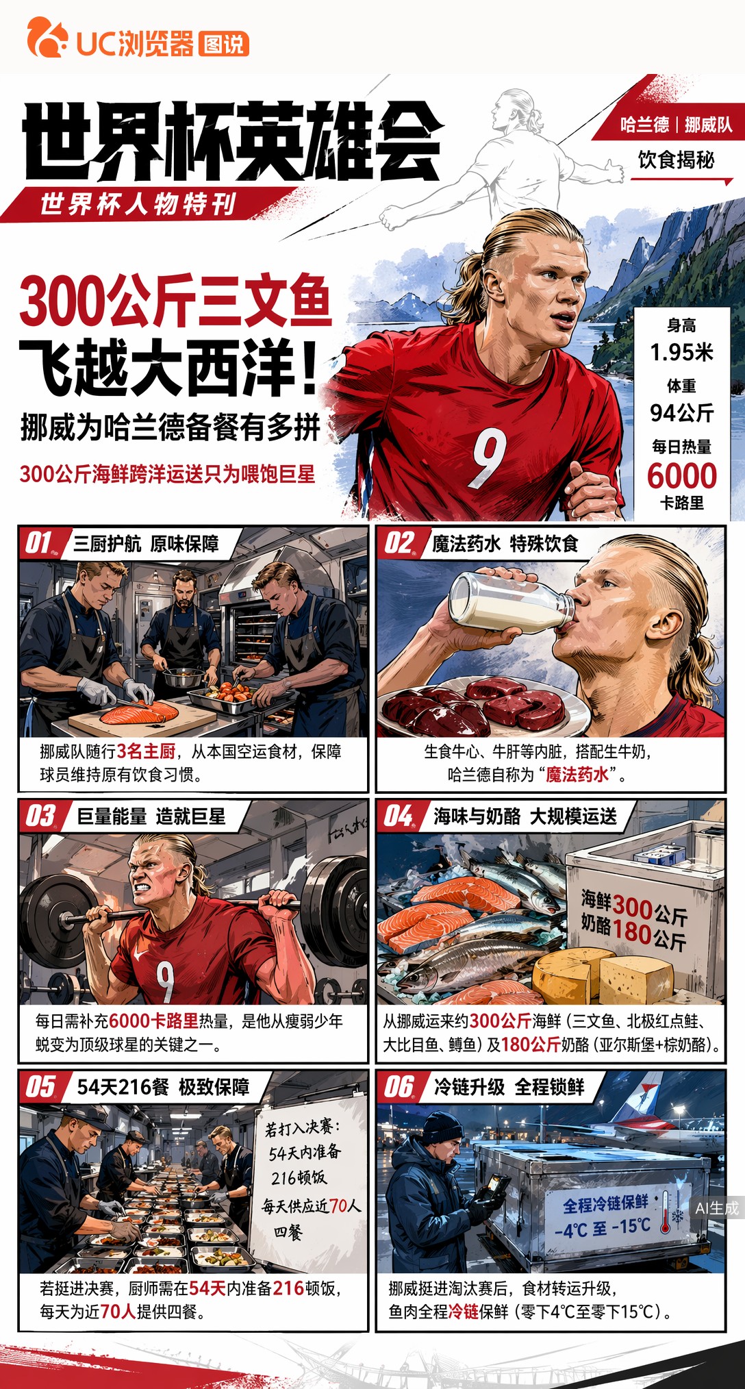 300公斤三文鱼飞越大西洋！挪威为哈兰德备餐有多拼