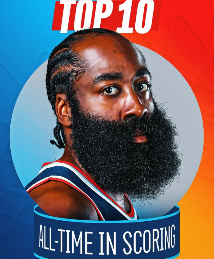 NBA官方更新动态，晒出一张快船球员詹姆斯-哈登的主题海报与球迷分享。“詹姆斯