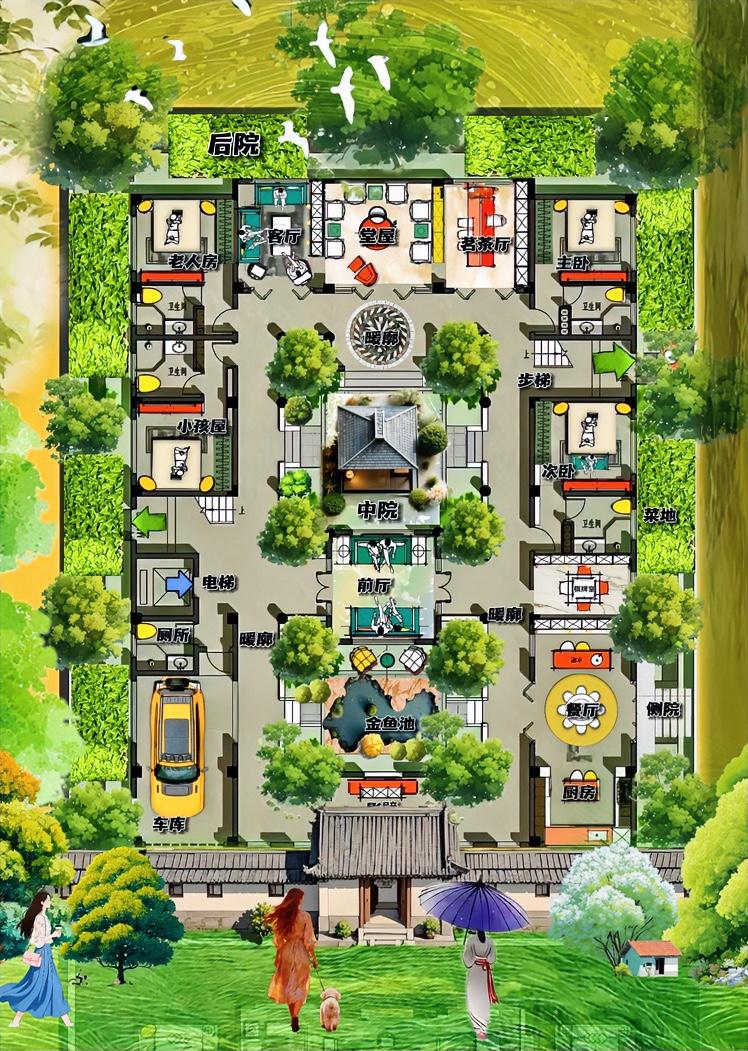 世上本不缺美，缺发现420m²美的眼睛，102m²中院就是埋的伏笔，诠释合院的真