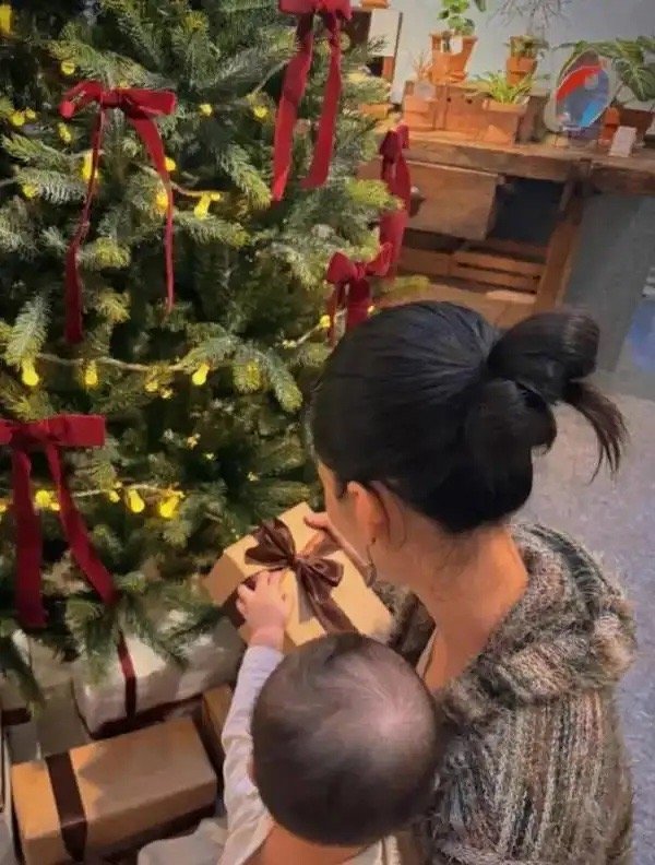 37岁辰亦儒妻子曾之乔圣诞晒照！身穿居家服手抱儿子拆礼物，宝贝小脸肉嘟嘟超可爱