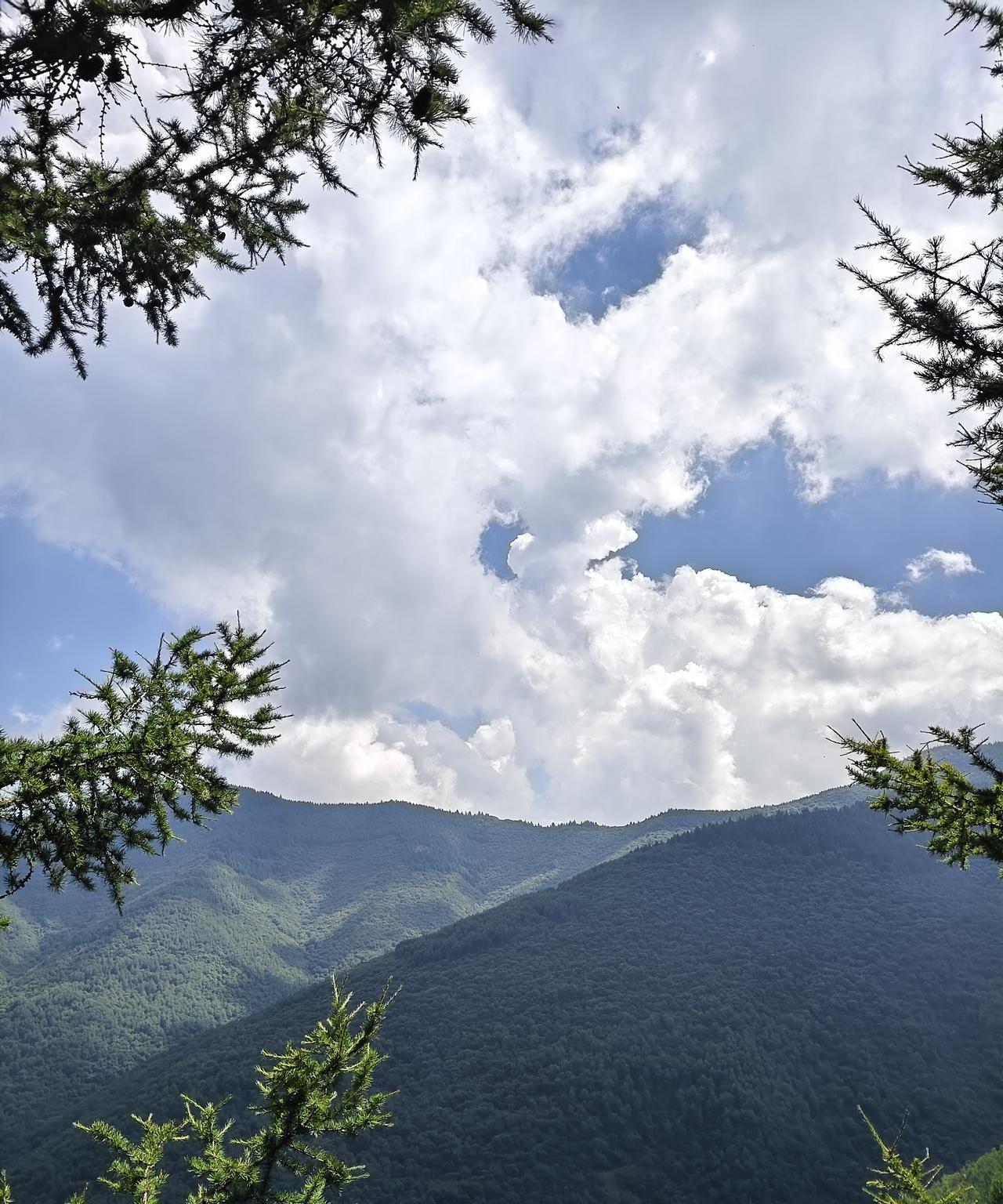 #晒图笔记大赛#雨后的大尖山，早晨的天空万里无云，碧空如洗，蓝盈盈的如深邃的大