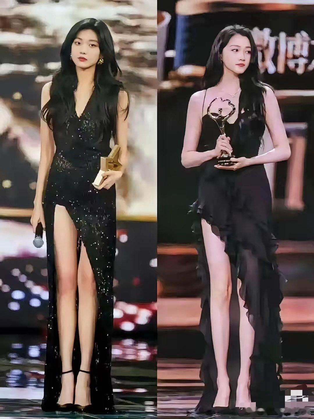 左边是1997年出生的孙千，​右边是1997年出生的关晓彤，​同岁，同高，都是1