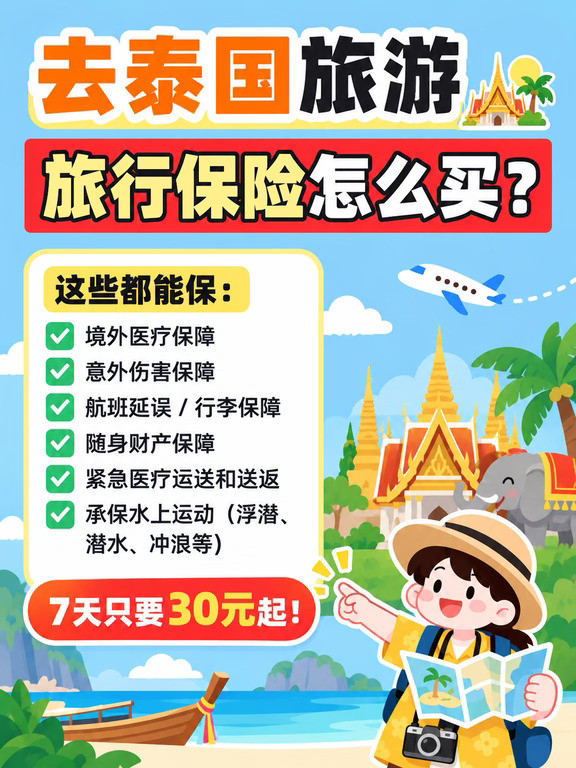 泰国旅游保险，30元一周就能搞定！