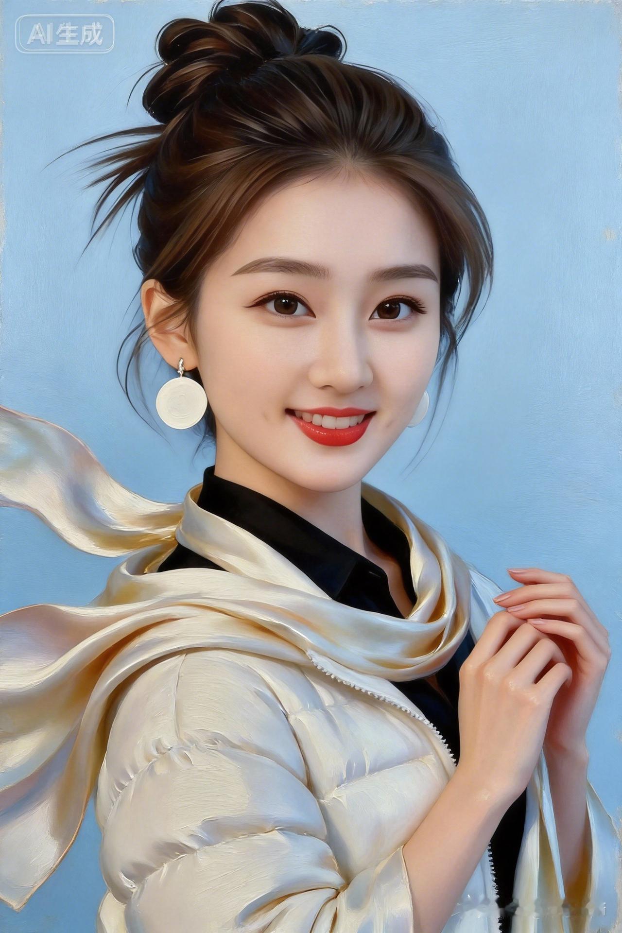 精致美女五官清丽妆容雅致，面部高清细腻，双手纤细骨相绝美，半身特写氛围感拉满，超