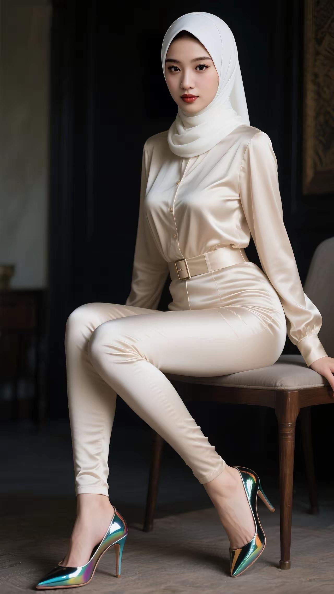 对联上联：[作揖][作揖][作揖]；下联：伊斯兰美女。