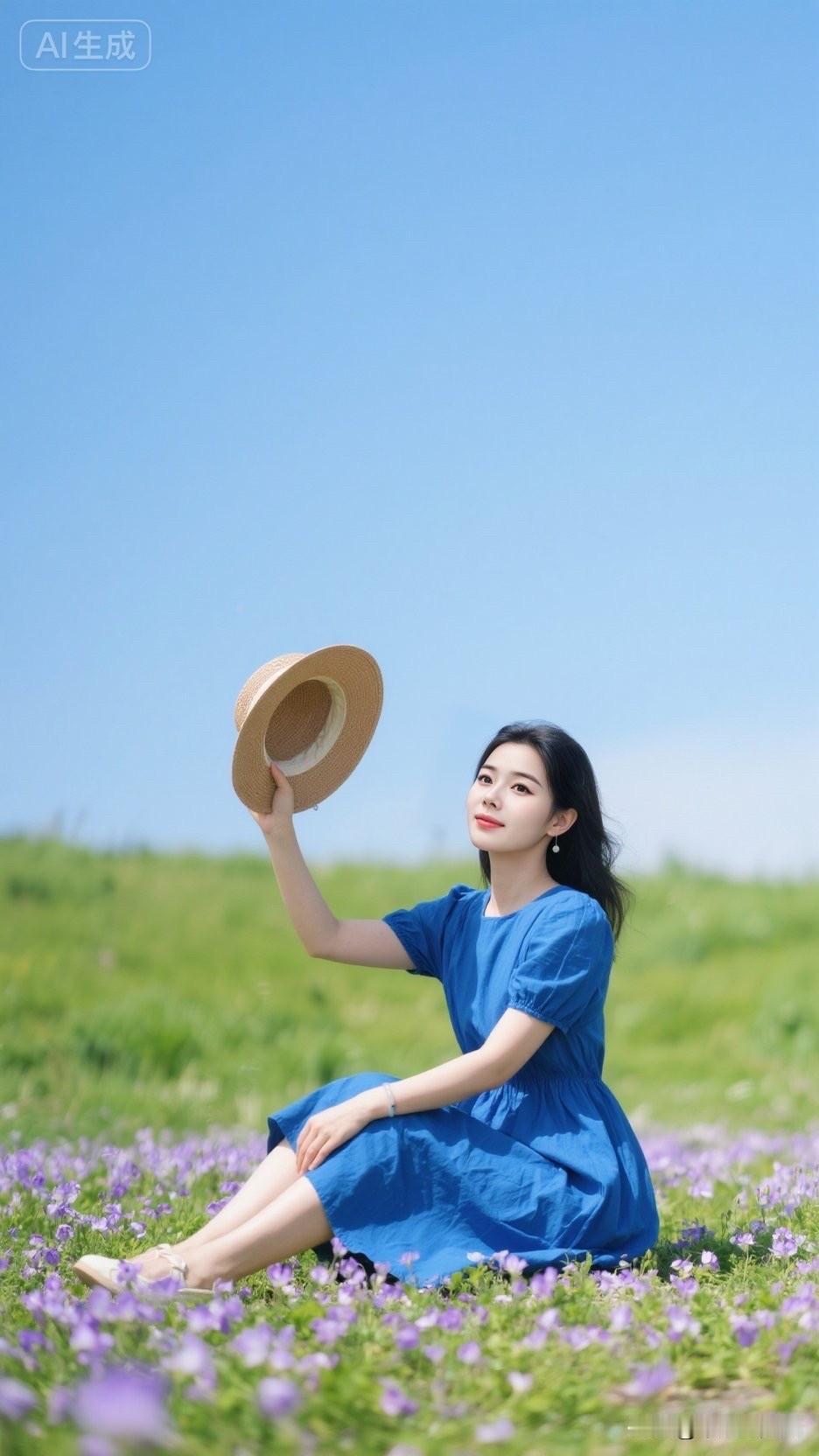 阳光下的蓝色浪漫，与花海共舞的美好时光。