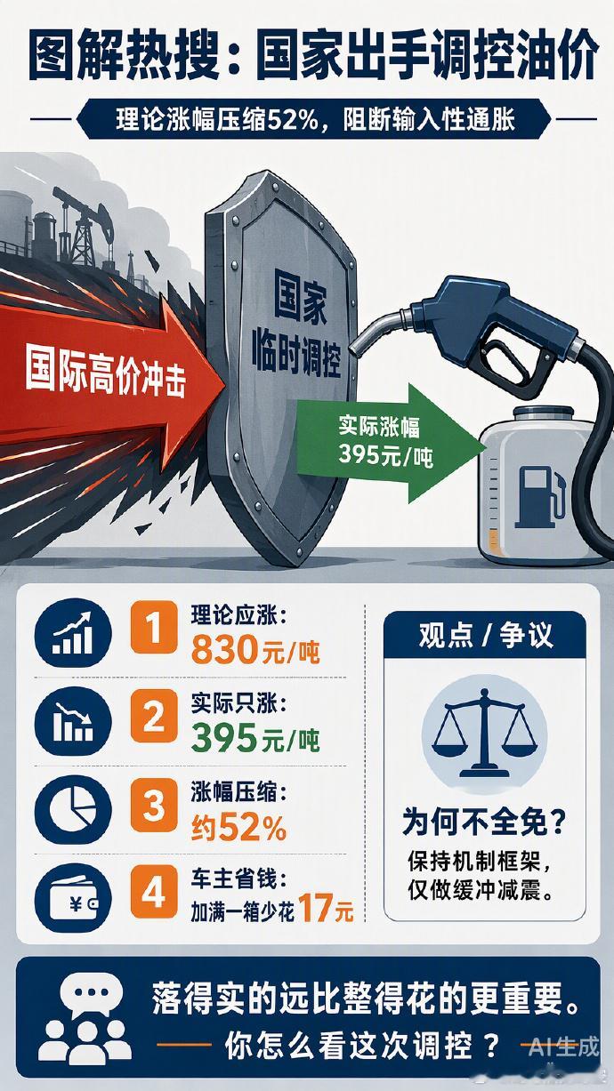 国家出手调控油价了面对国际原油剧烈波动，国家再次启动成品油临时调控。本轮按公式