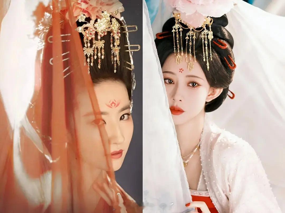 网友说孟子义《尚公主》的造型很像刘亦菲《梦华录》的造型，这两部剧的造型都是黄薇做