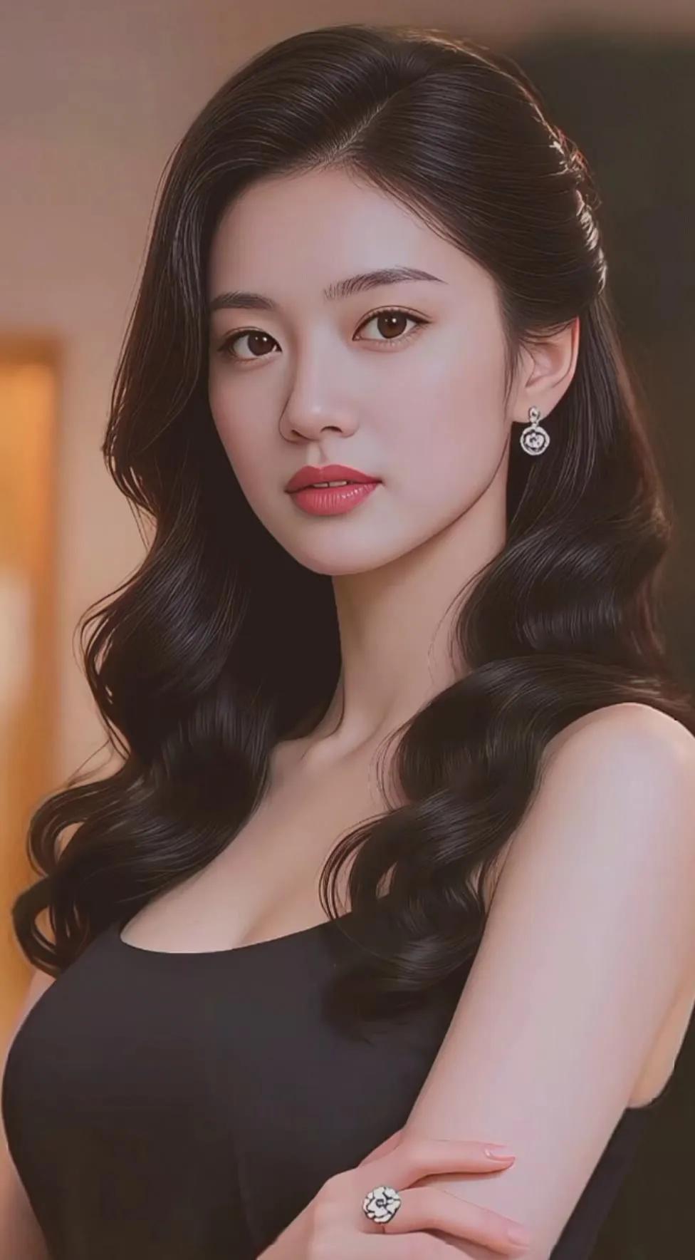 优雅黑裙，迷人红唇，尽显女性魅力