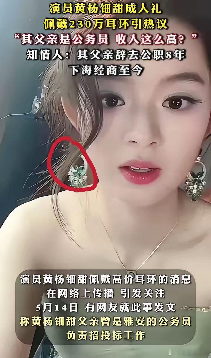 女演员戴230万耳环引争议：官方介入调查背后的权力监督与隐私博弈近日，17岁女演