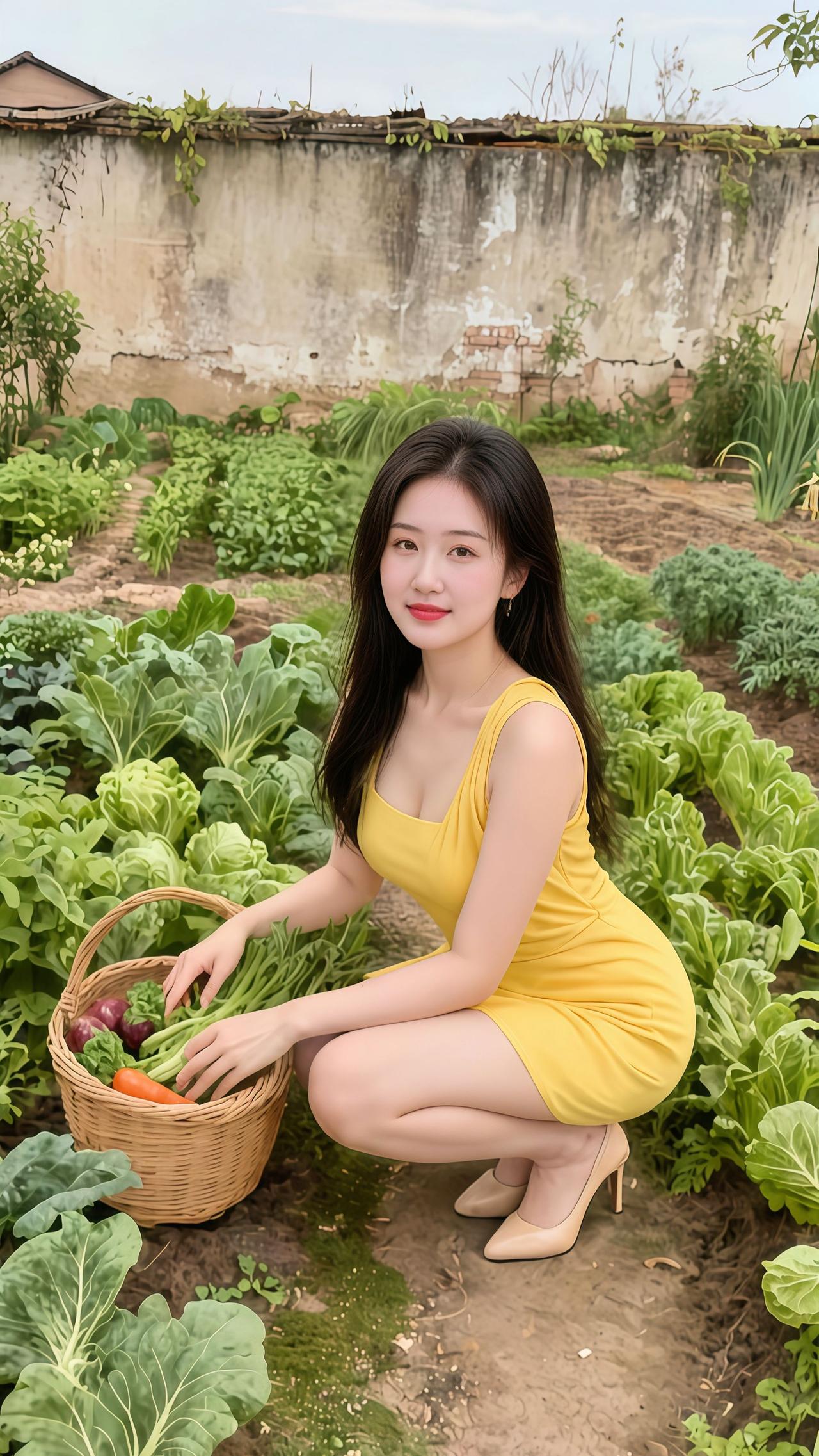 农村田园生活采摘快乐美穿搭