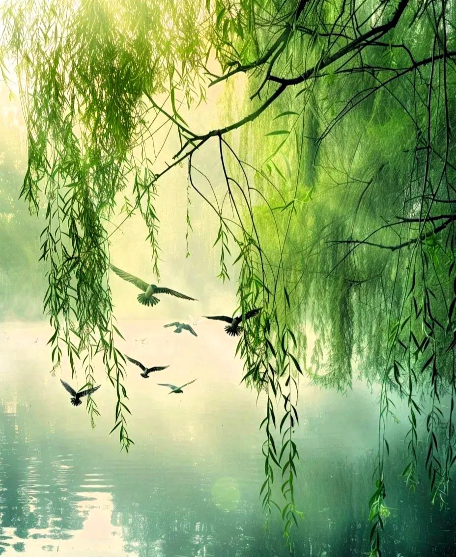 上联：晚霞归雁云中画下联：朝阳飞凤林里韵