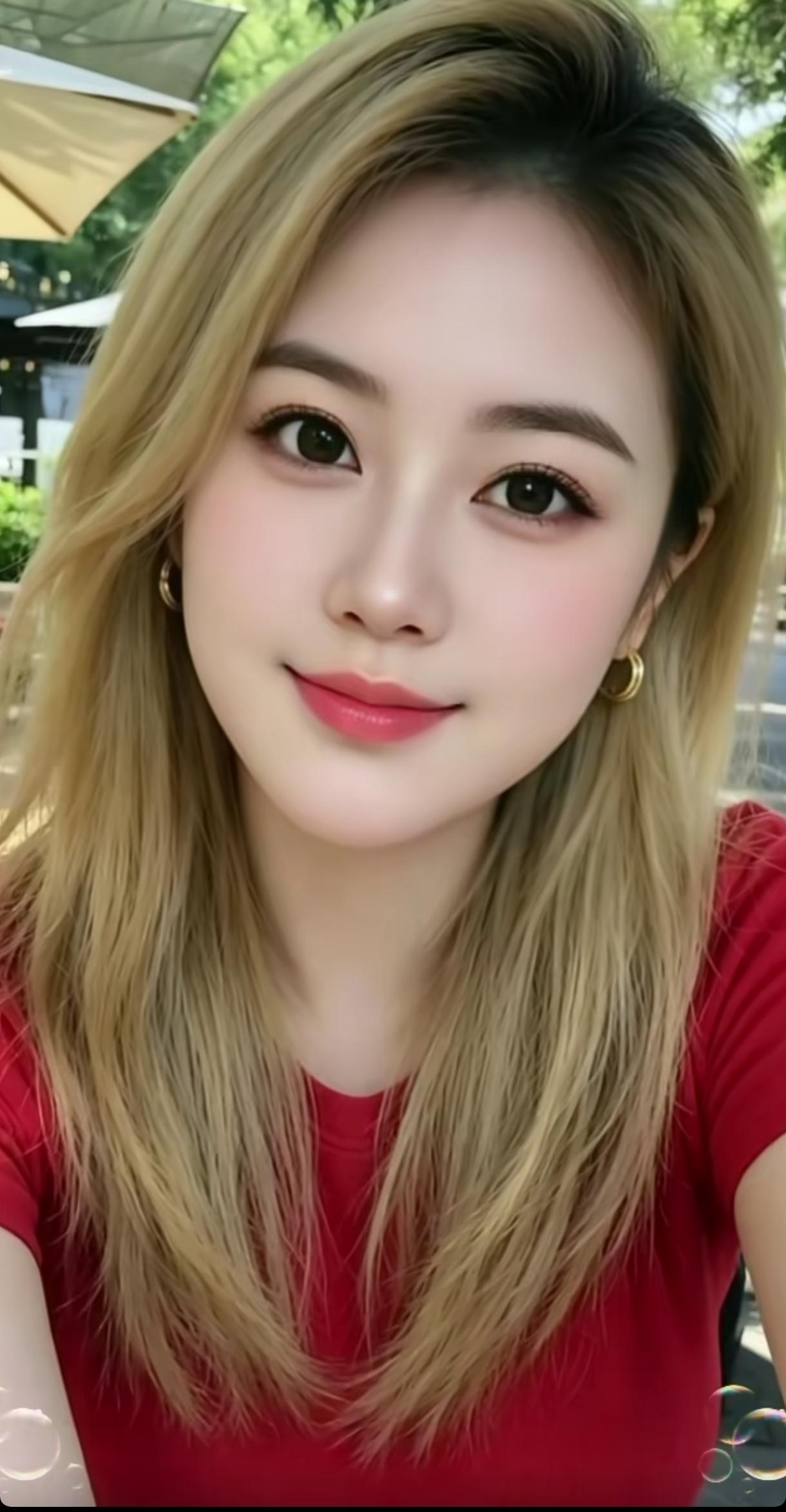 阳光下的微笑，红衣少女，温暖如春。分享一个治愈系笑容红衣温柔少女