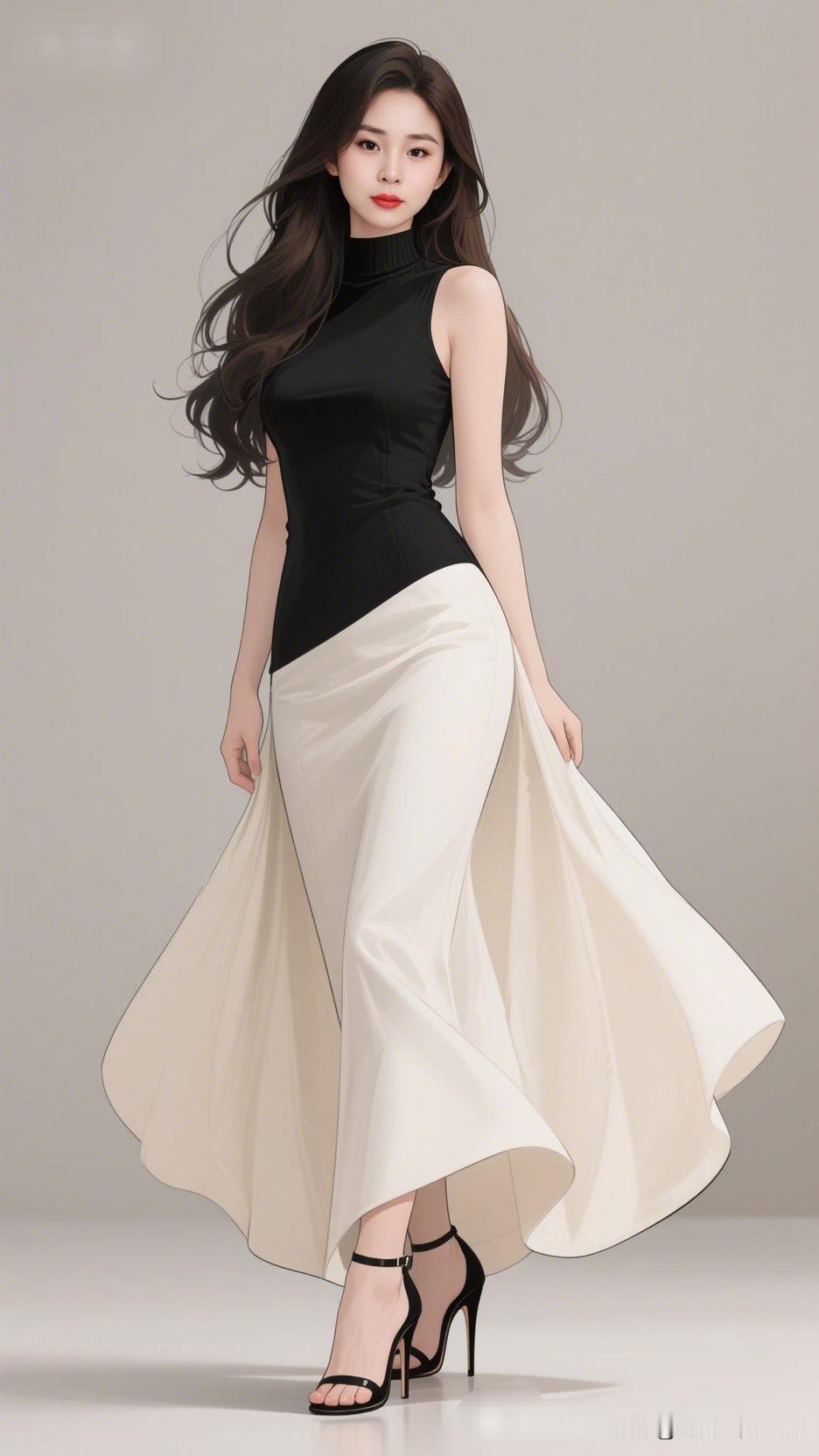 黑衣美人步履轻盈，似风中仙子。如何利用飘逸的连衣裙拍出唯美人像优雅黑裙+飘逸白