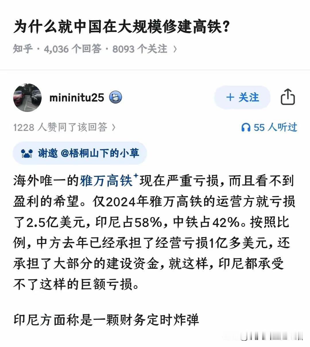 雅万高铁的模板,确实很成功,但是商业上却难以盈利。即使印尼爪哇岛有超过一亿人口,