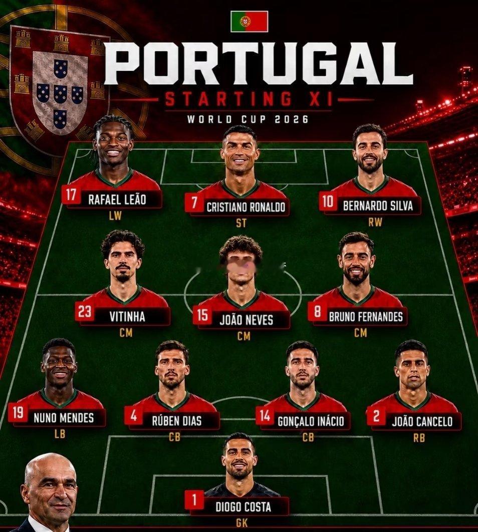 🇵🇹葡萄牙首发出炉！葡萄牙2026世界杯首发！这阵容谁看了不喊一句绝谁懂啊家