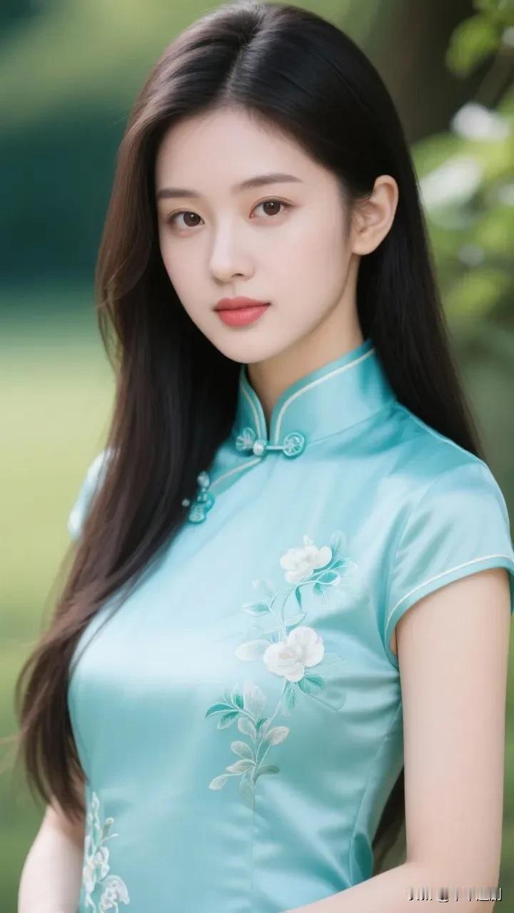 女人最美是气质还是最美的是善良?青缎旗袍绣着白花的柔，盘扣缠过柳风的软。发梢垂