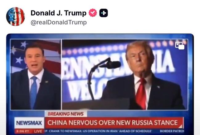 特朗普今天在社交平台发布视频说：“俄罗斯现在愿意重新使用美元进行贸易，而不再使用