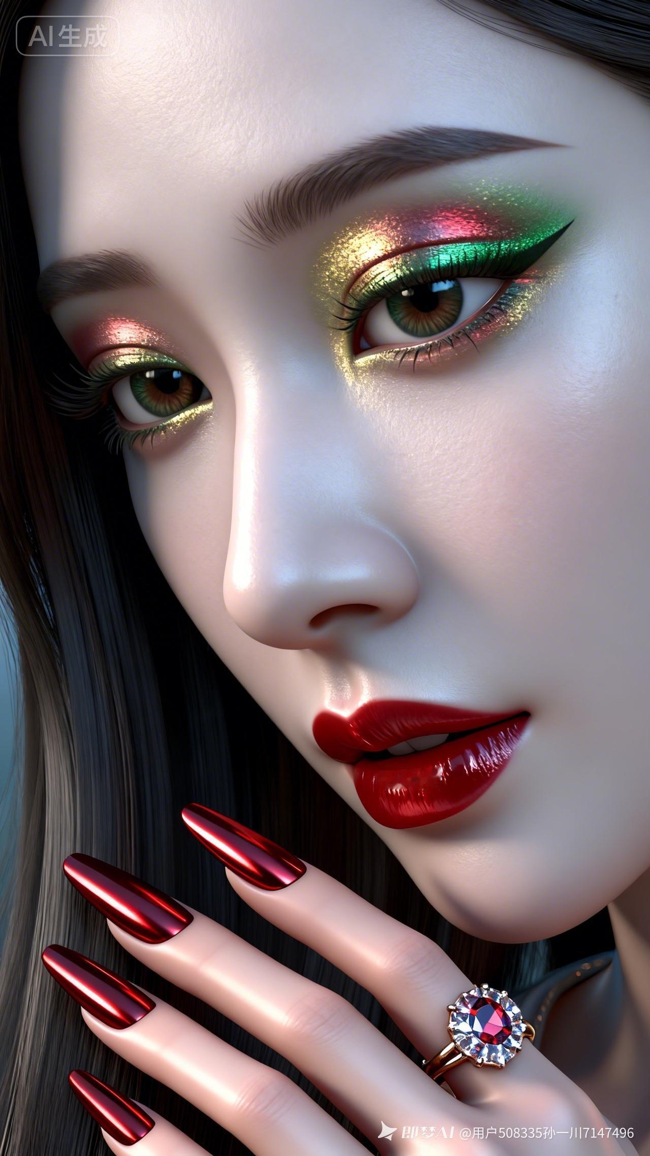 惊艳的眼妆和红唇，完美无瑕的肌肤，让人无法抗拒的魅力！