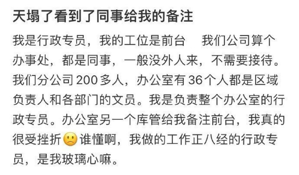 天塌了，看到了同事给我的备注