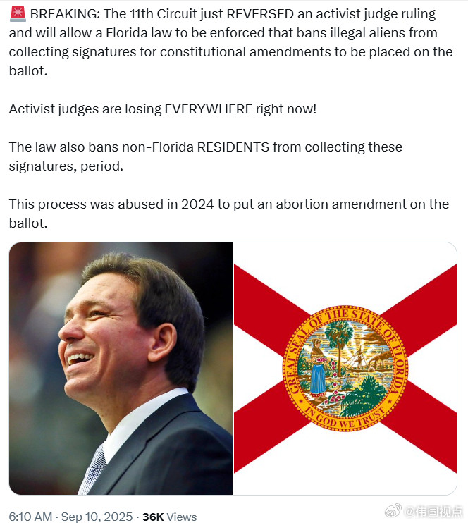 第十一巡回上诉法院推翻了一名激进法官的裁决，允许佛罗里达州一项法律生效，该法律禁