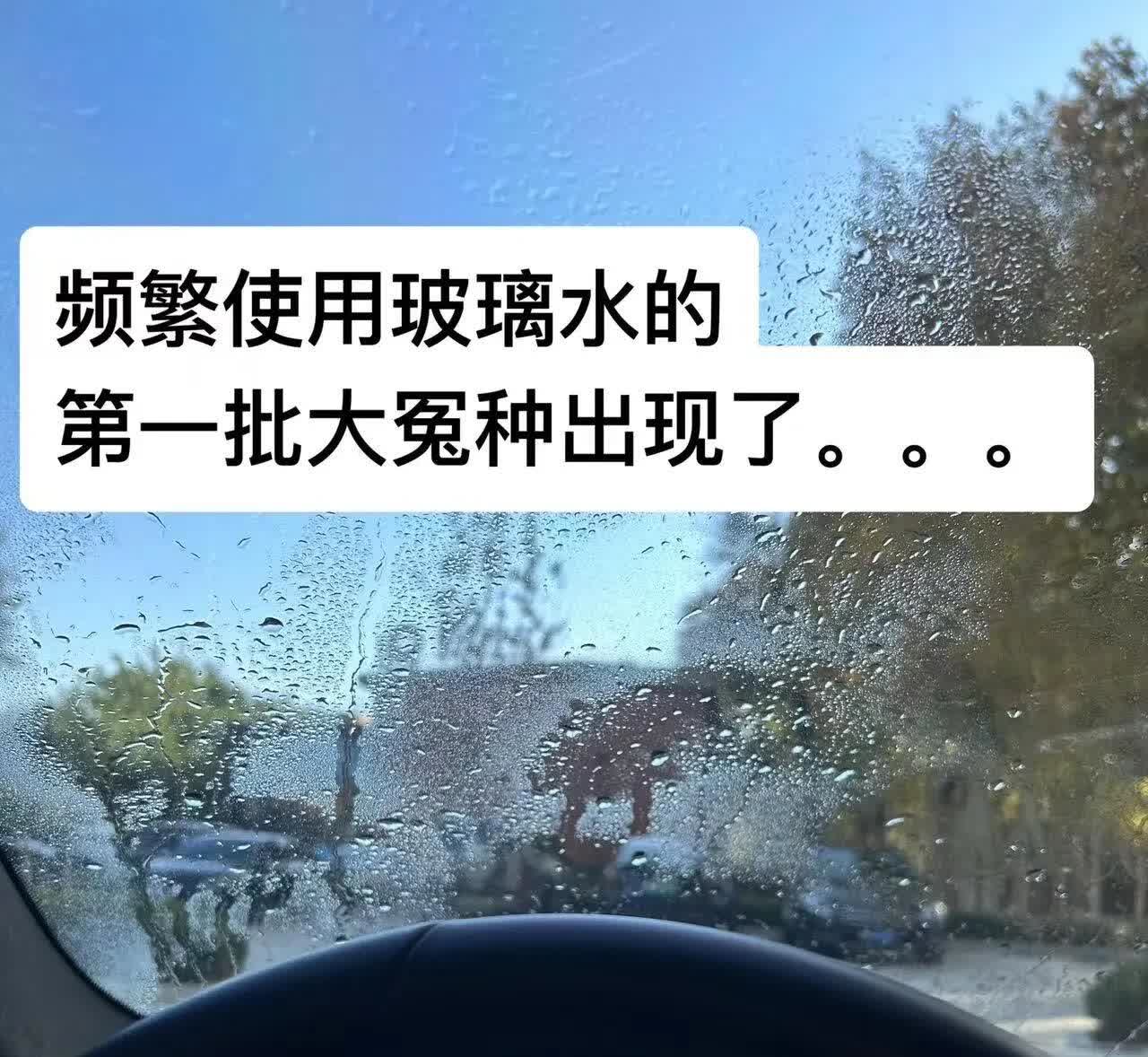 乱用去油膜玻璃水的第一批受害者出现了。。。经常开车的都知道，下雨天时间长了觉得很