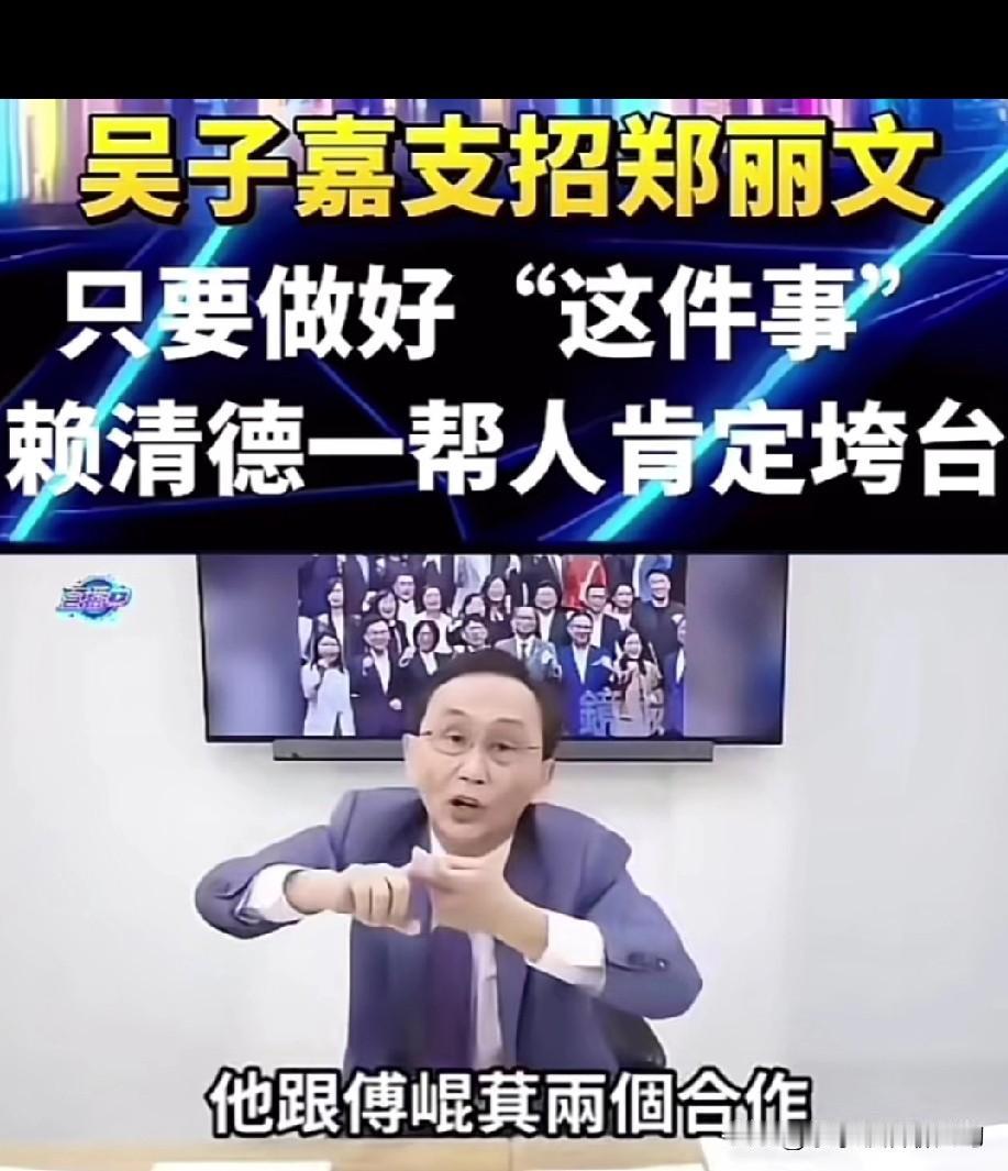 吴子嘉支招郑丽文，只要做好这一件事，赖清德一帮人肯定就要垮台。他说，国民党内