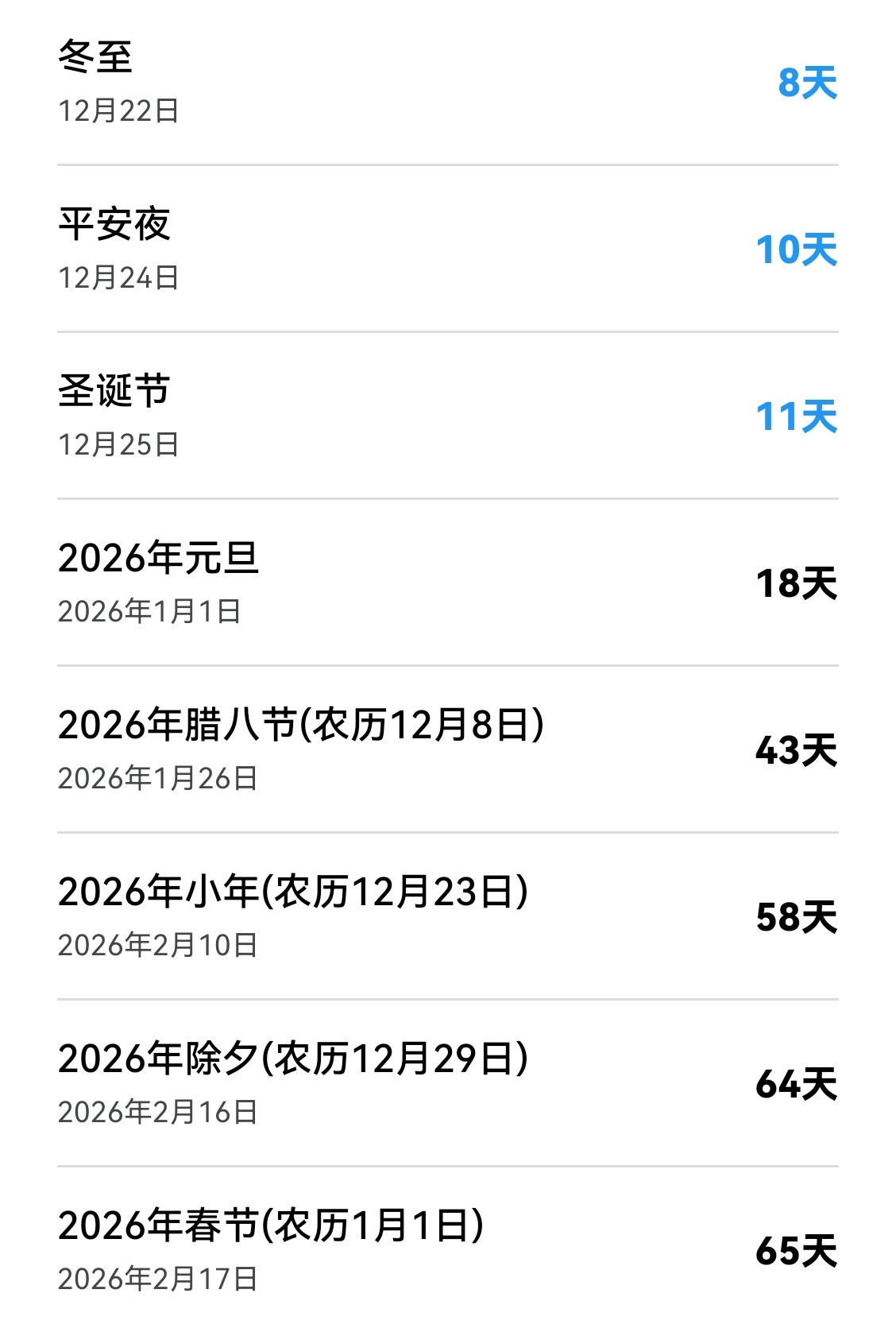 距离春节还有65天，完全还没年末的感觉。