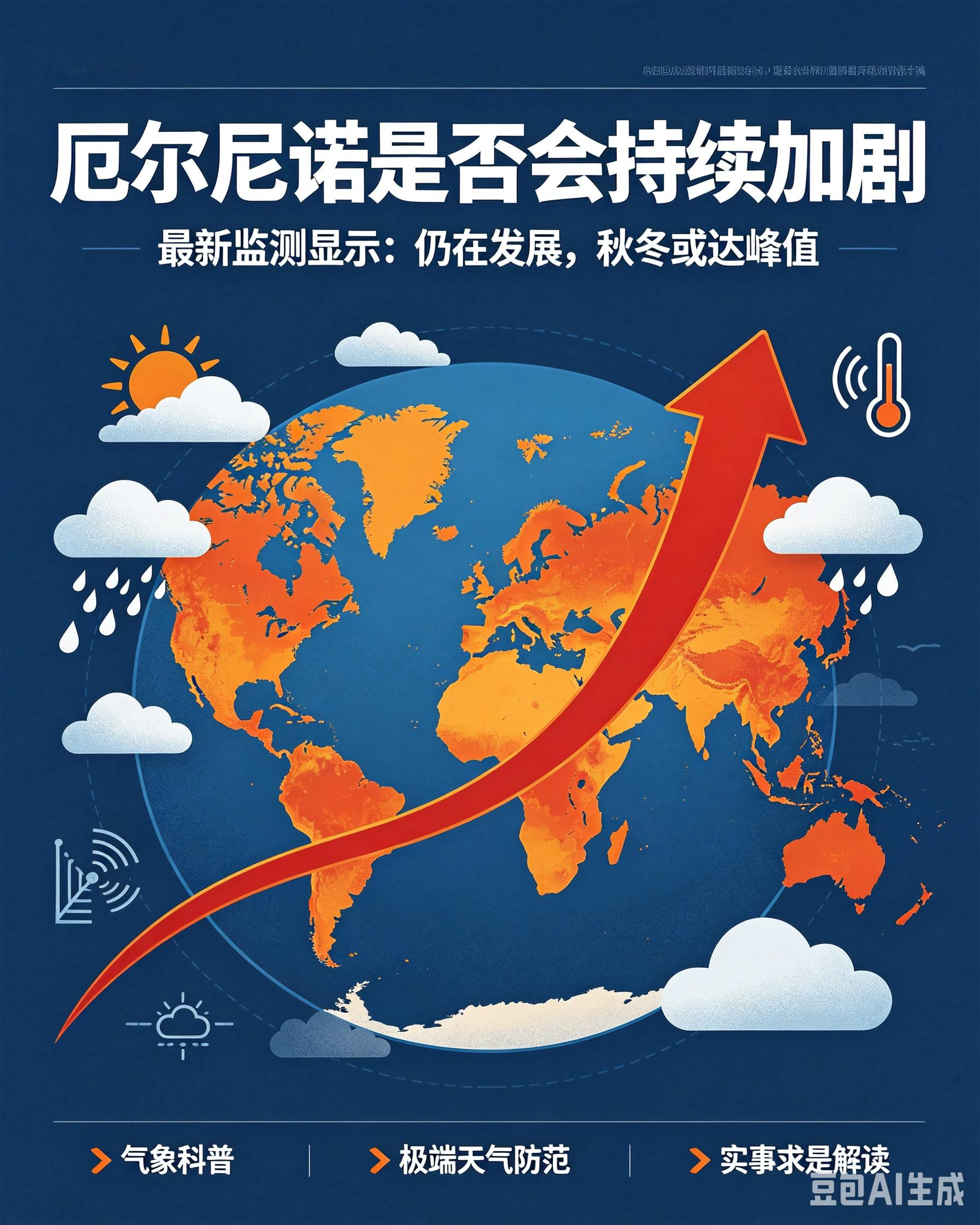。简单来说：接下来几个月还会继续加剧，秋冬到顶峰，开春之后才走下坡路。厄尔尼诺就像极端天气的放大器，
