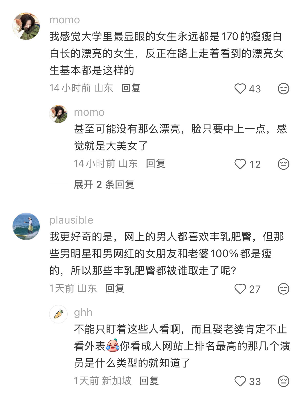 突然发现美女基本都是瘦子