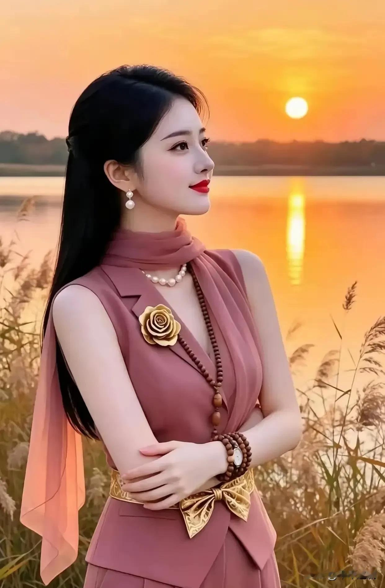 夕阳漫染湖面，晚风拂过芦苇，于黄昏之中放下纷扰，守内心一份从容，静赏人间日落。