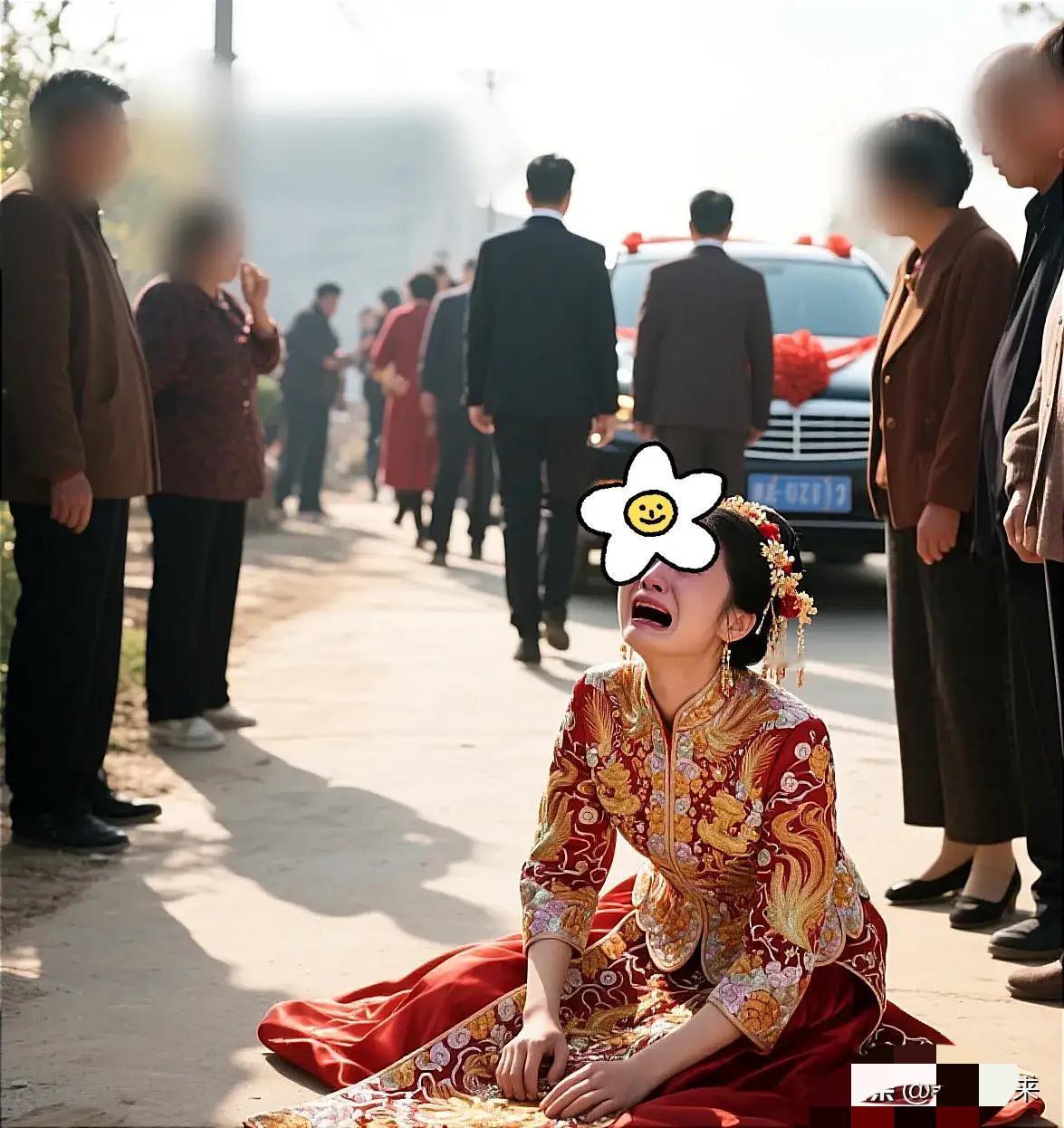迎亲当天，新娘拒绝上婚车，原以为新郎非她不娶，没曾想下一秒竟让她当场撒泼哭喊，悔